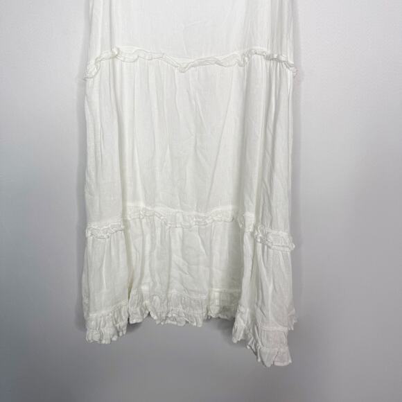Rails Small S White Sandy Dress Tiered Ruffle Square Neck Linen Blend Mini Flowy - Picture 4 of 12